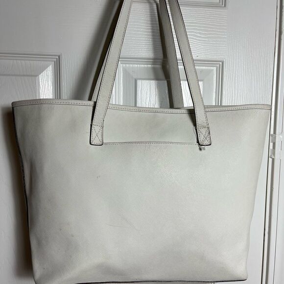 Michael Kors Jet Set Travel Tote Optic White Saffiano leather gold tone logo - Picture 2 of 15